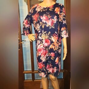Fair Lady 12P Pull-on Floral Dress with Black Background from Creation L